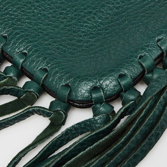 VALENTINO Garavani Green Leather Scarab Fringe Clutch Bag - Picture 5 of 5